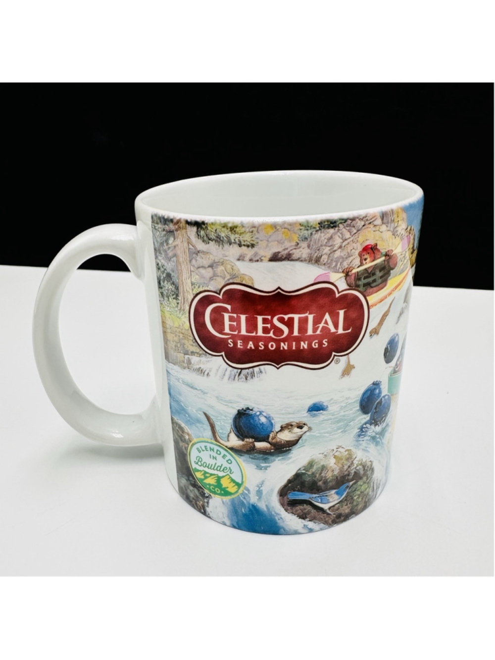 Celestial Seasonings True Blueberry Tea Mug 12 oz Boulder Bear Beaver Coffee Cup